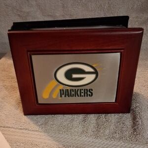 Packers Logo Art in Silver and Brown Frame